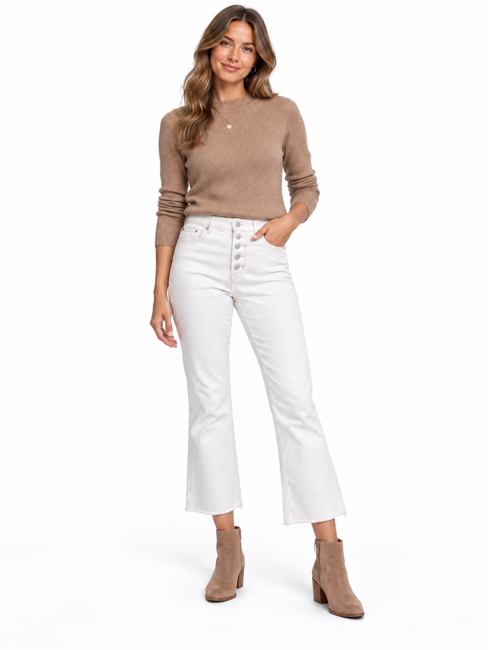 LOFT | The Kick Crop Button Fly Crop Flare Raw Hem Size 28/6 EUC